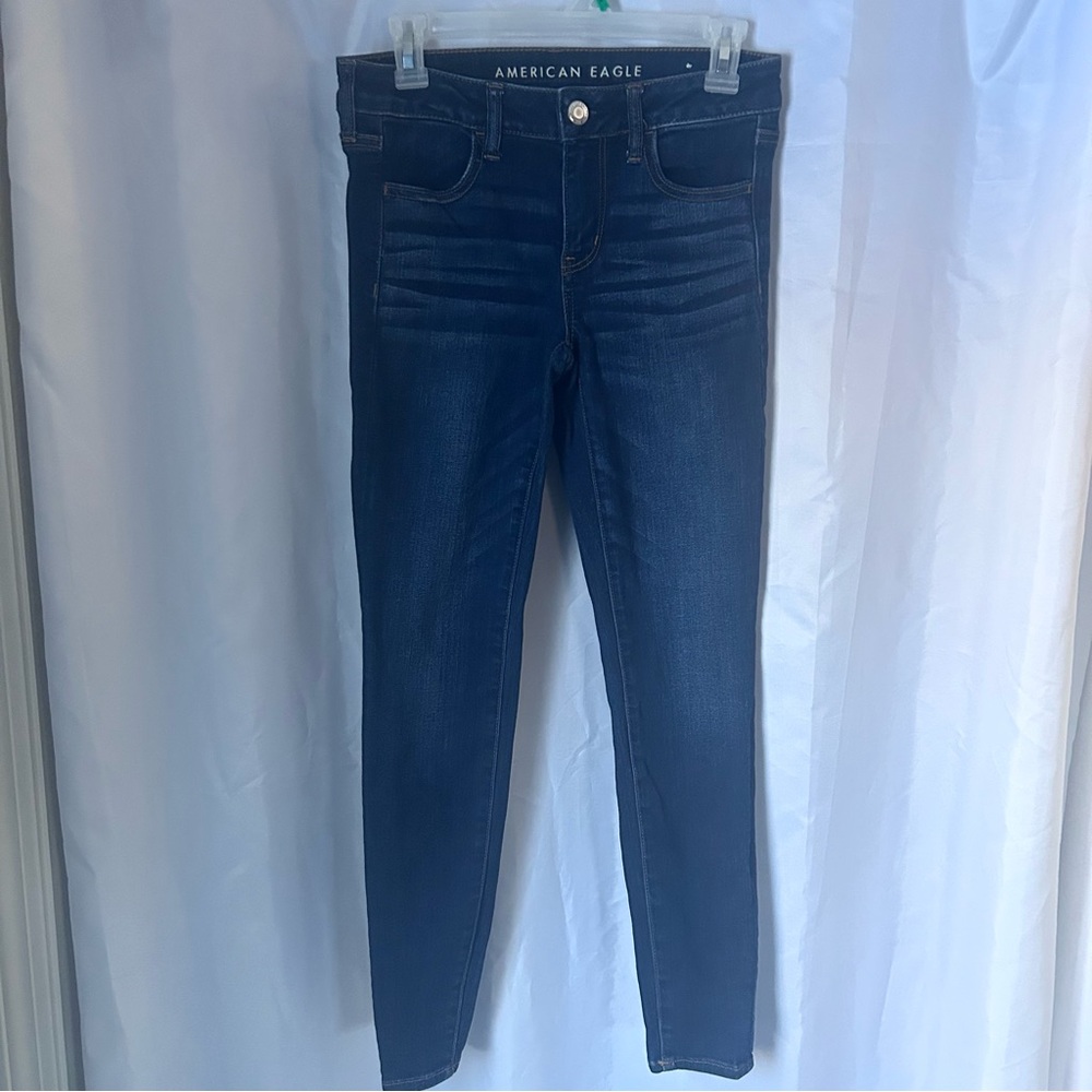 American Eagle Outfitters Blue Jeggings High-Waisted Slim Fit